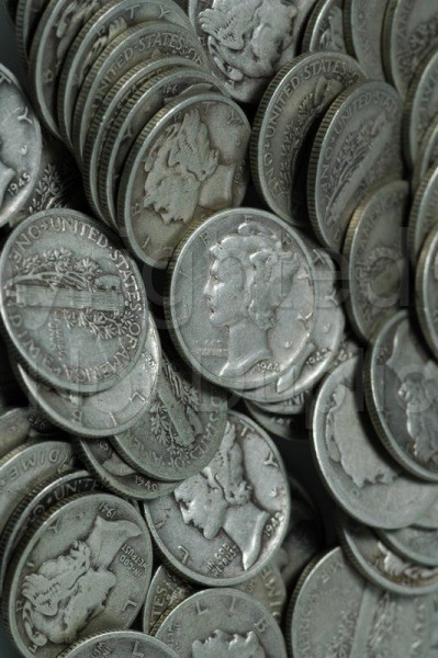 Stock Shots coinage, dime, silver, mercury, cents, ten, finance, money, monetary, assets, savings, save, antique, exhange