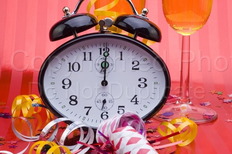 Time time, new year, celebration, celebrate, clock, alarm, confetti